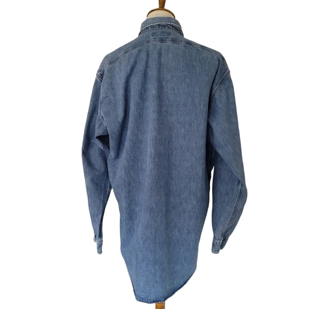 Polo Ralph Lauren 90s Mens Dungaree Workshirt‎ Medium Wash Denim Button Up